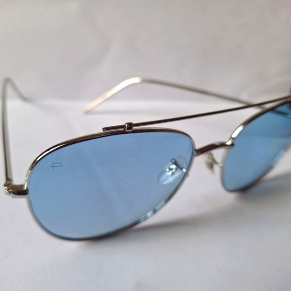 Prive Revaux Sunglasses Nwt The Einstein Silver Metal Frame Retro Blue Lenses — image 3 of 5